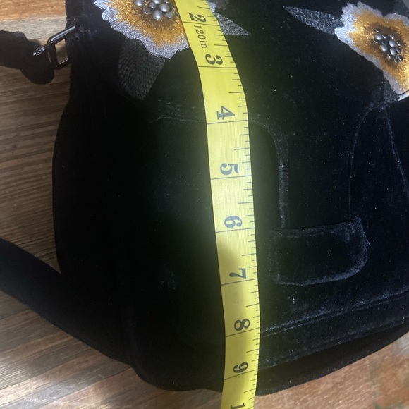 Rebecca Minkoff Crushed Velvet Grey Mini Flower Embellished Crossbody bag Purse - Picture 9 of 10